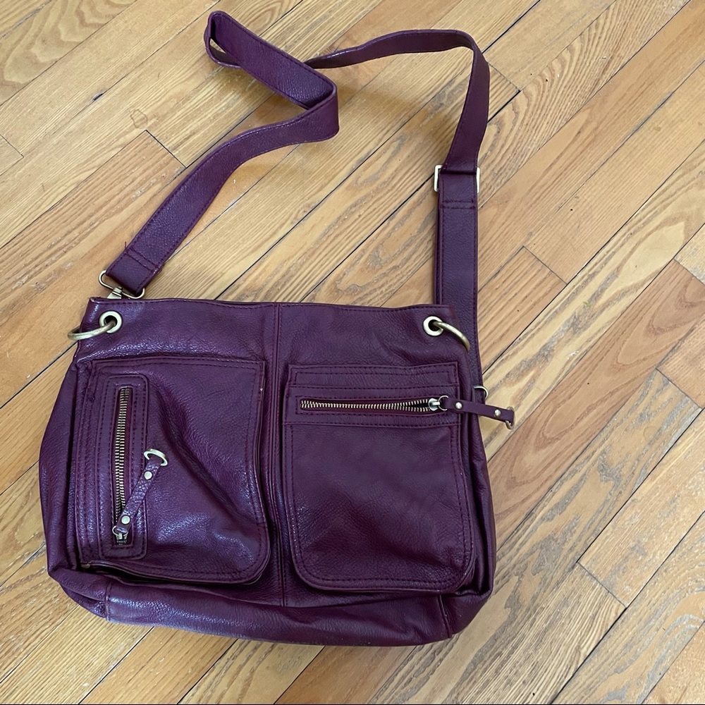 Faux leather messenger bag